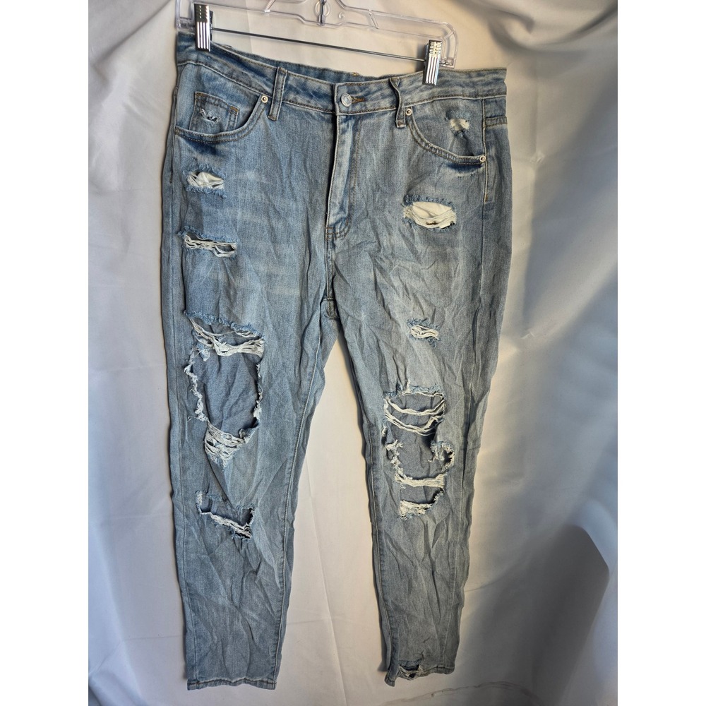 Fashion Nova Distressed Jeans Women  Light Wash Relaxed High Straight